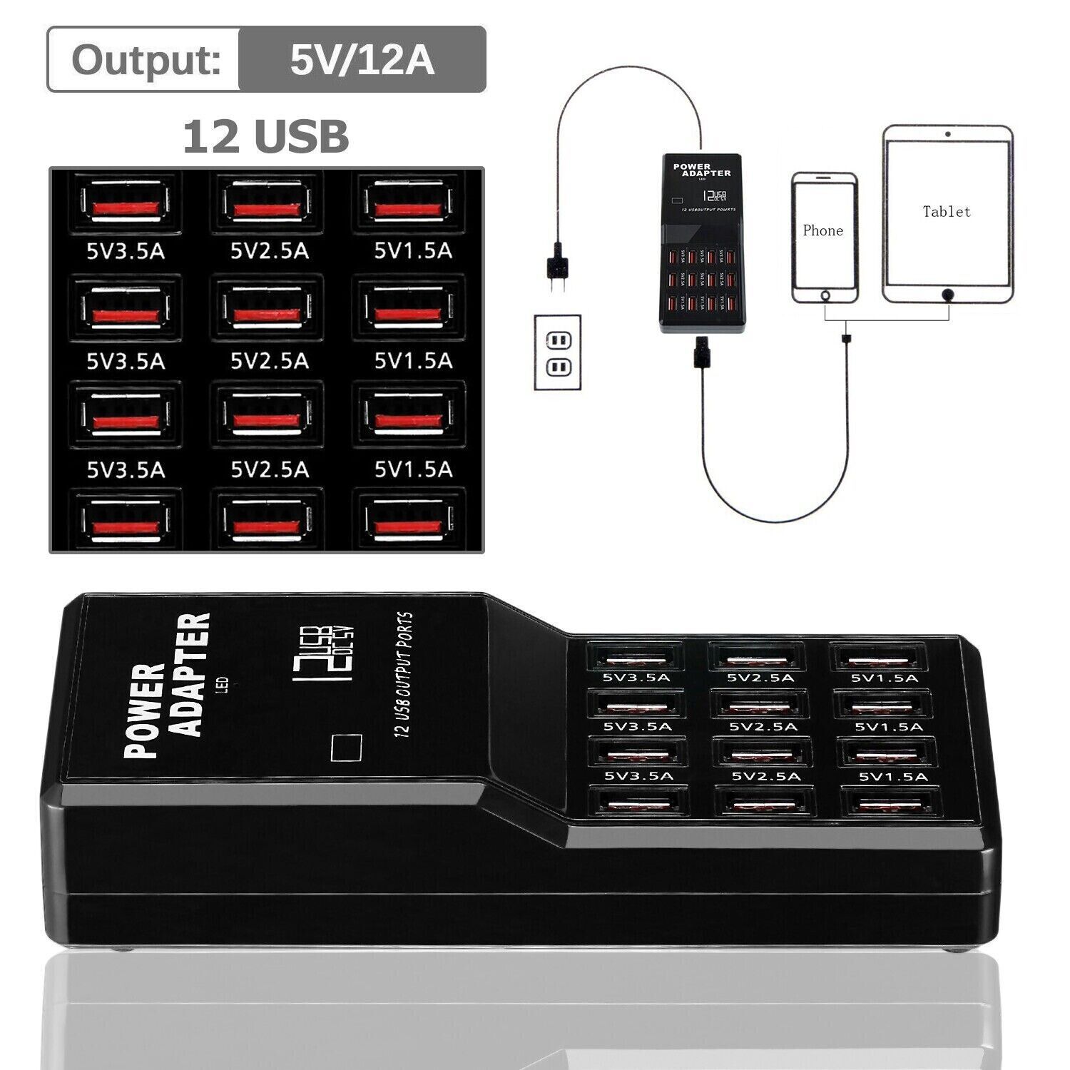 Multi Port Usb Hub - Multi 12 Port USB Charging Station