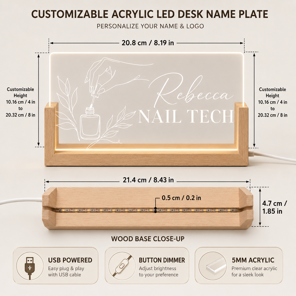 Custom Acrylic Desk Name Plate - Office Tech Logo avaliação e preço