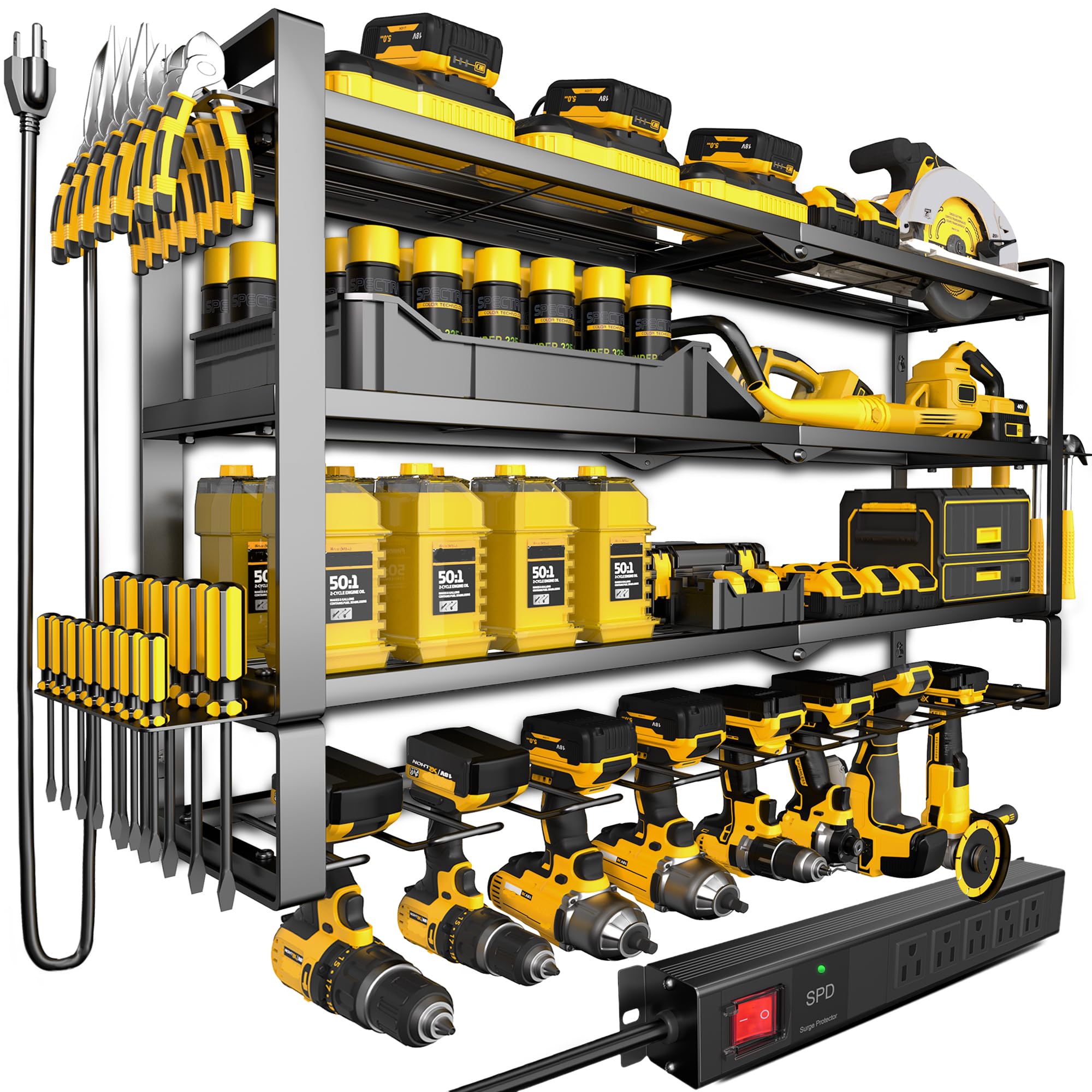 4-Tier Metal Wall-Mounted Tool - Surge Protector Rack avaliação e preço