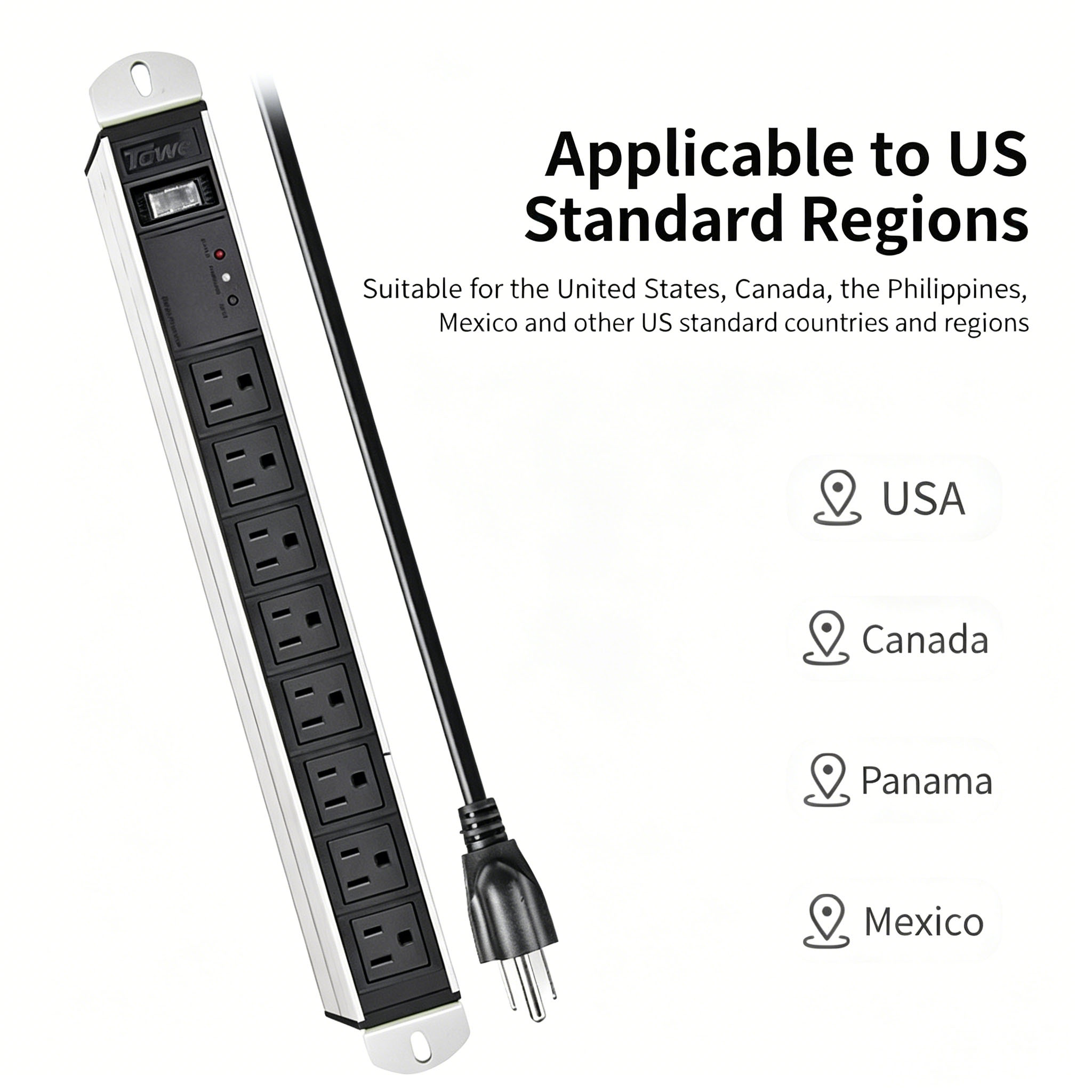 TOWE US Standard PDU Power Str - Surge Protector Rack avaliação e preço