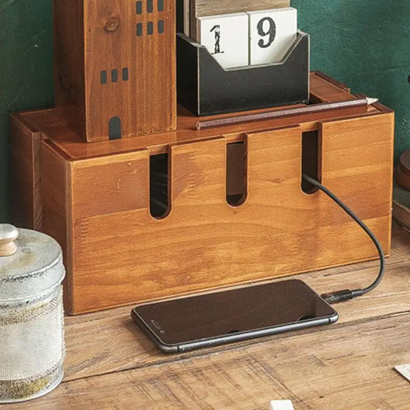 Wood Cable Organizer Box for E - Surge Protector Rack avaliação e preço