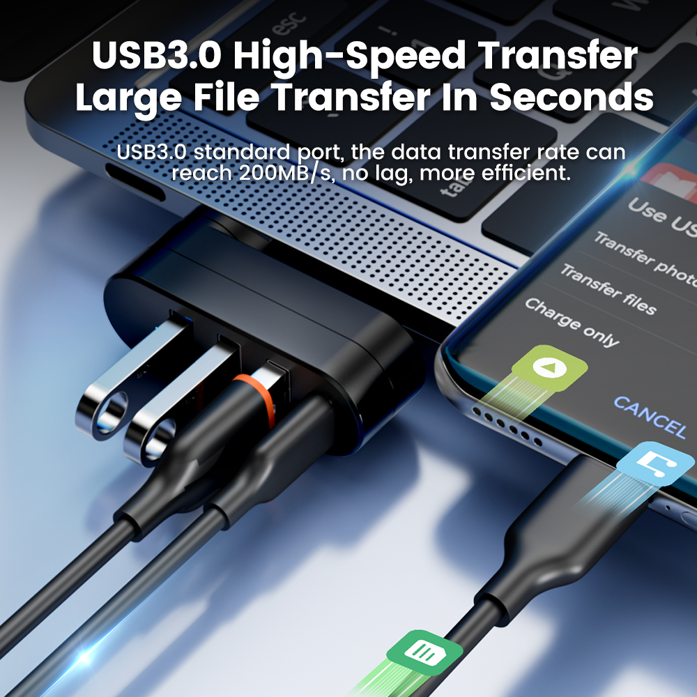 4 In 1 USB 3.0 Hub 180 Degree  - Multi Port Usb Hub avaliação e preço