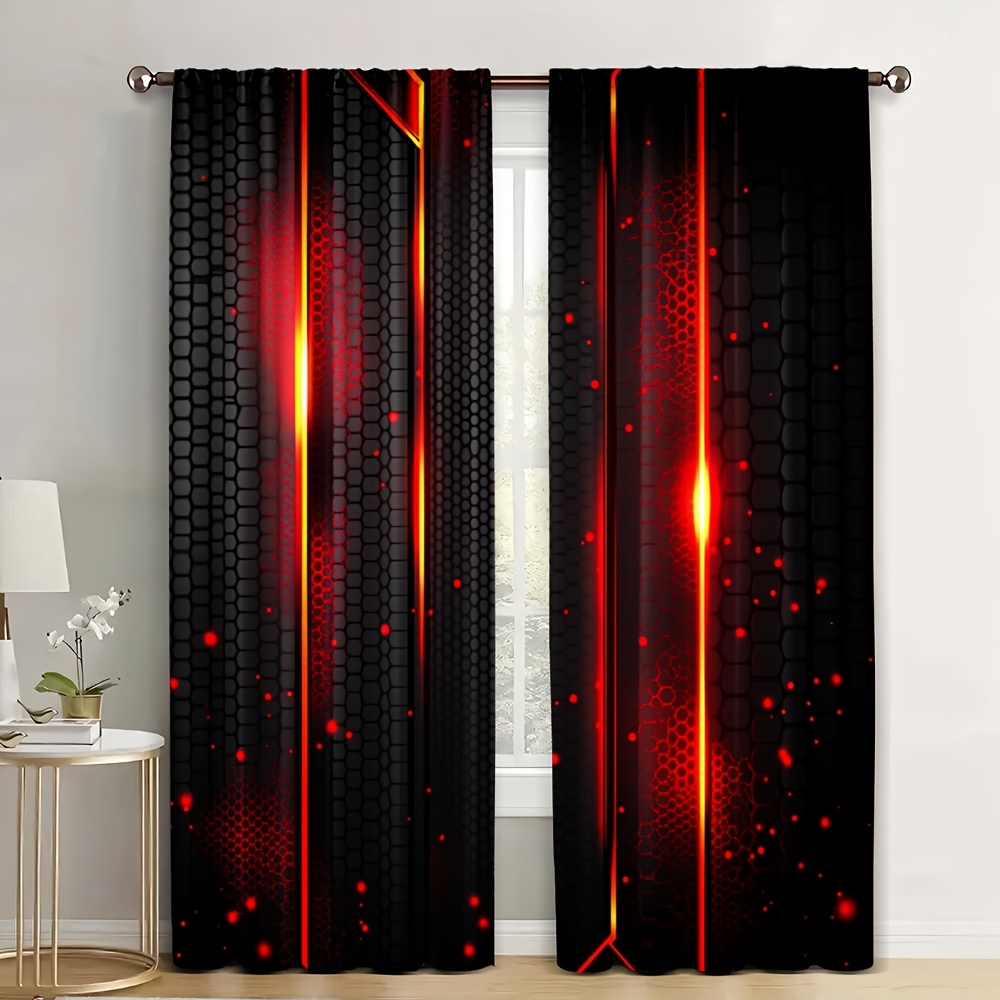 2pcs Lava Curtains Black Red C - Office Print Tech avaliação e preço