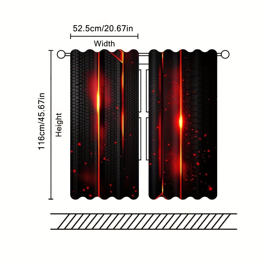 2pcs Lava Curtains Black Red C - Office Print Tech avaliação e preço