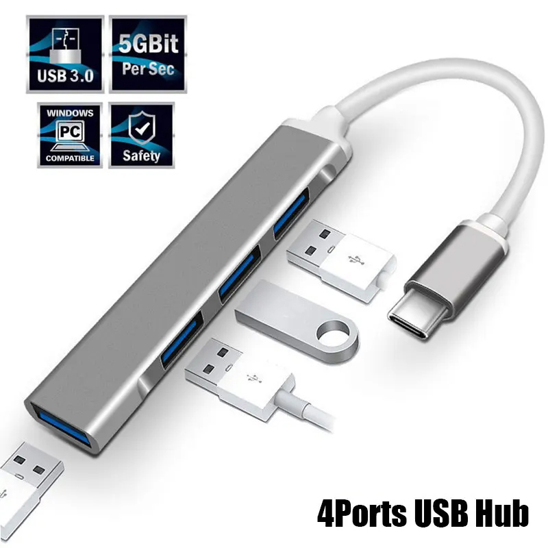 4 Ports USB 3.0 HUB Type C HUB - Multi Port Usb Hub avaliação e preço