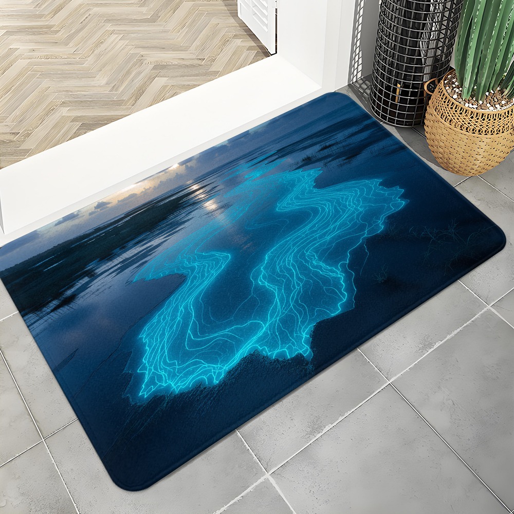 Abstract Topo Doormat Neon Blu - Office Tech Background avaliação e preço