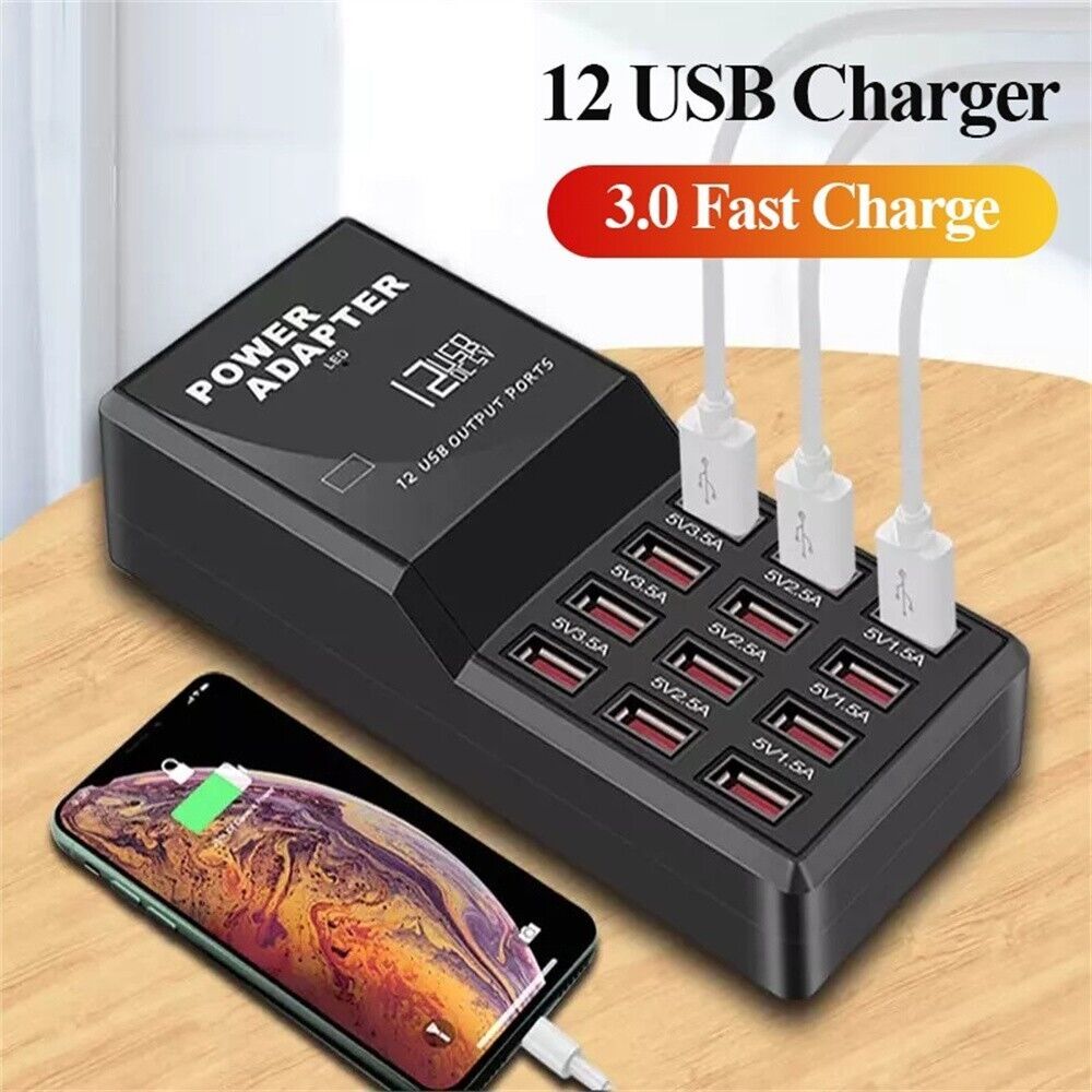Multi 12 Port USB Charging Sta - Multi Port Usb Hub avaliação e preço