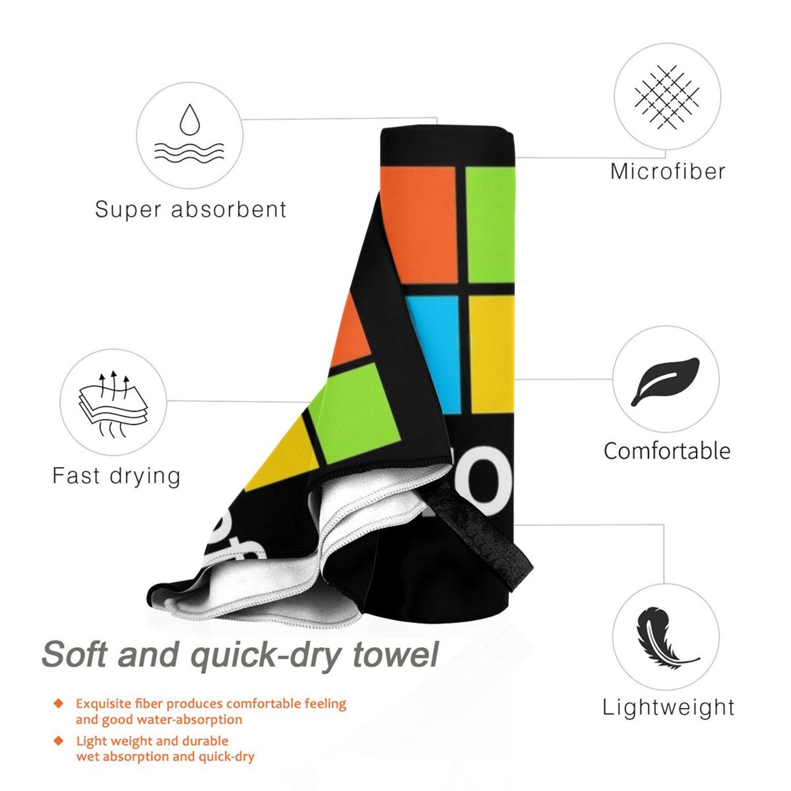 Microsoft Type Bath Towel Beac - Office Tech Logo avaliação e preço