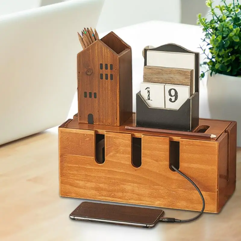 Wood Cable Organizer Box for E - Surge Protector Rack avaliação e preço