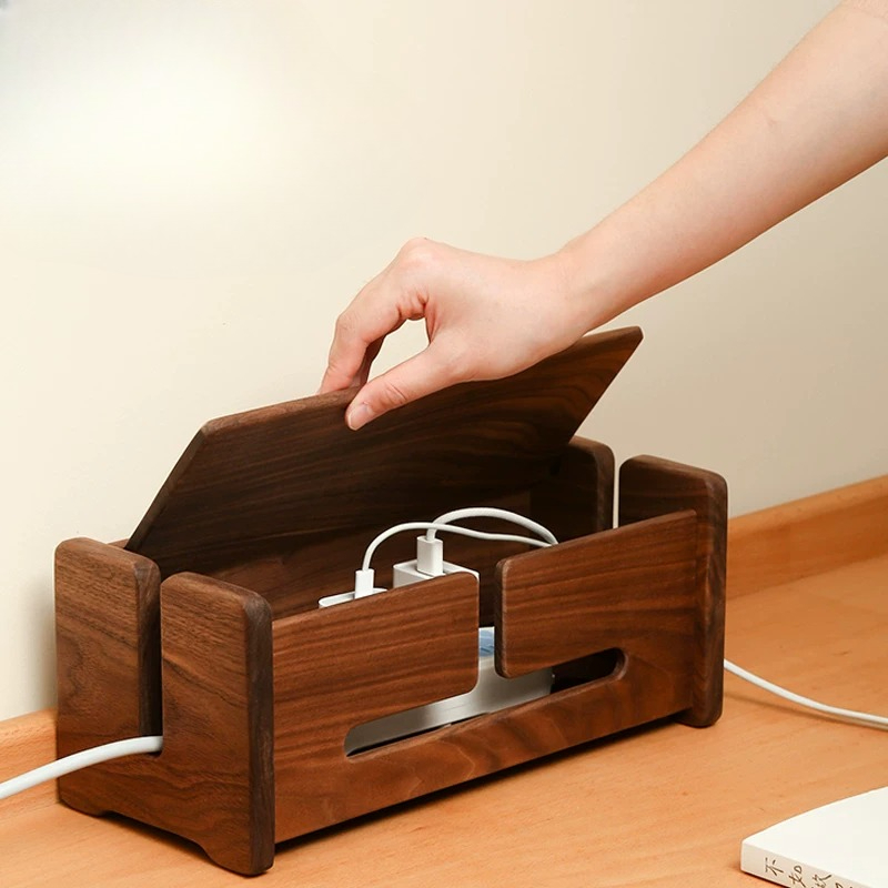 Black Walnut Flip Cover Cable  - Surge Protector Rack avaliação e preço