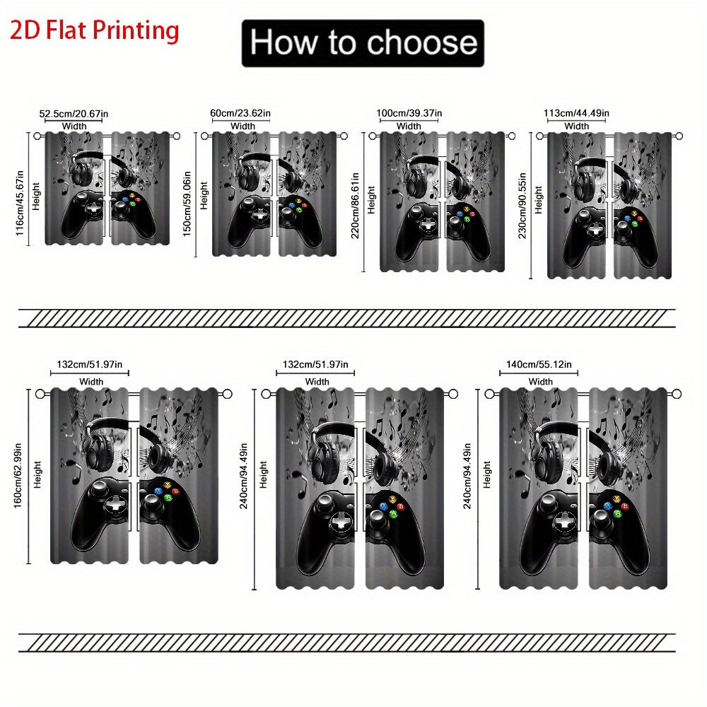 2pcs Game Controller Curtains  - Office Print Tech avaliação e preço